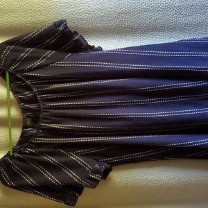 W5 navy with white sripe short sleeve peasant blouse